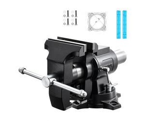 VEVOR Morsa da Banco Taglio Foratura Testa Base Girevole Larghezza 140 mm, Morsa da Tavolo Rotante Base in Ghisa Sferoidale Profondità Gola 70 mm, Apertura Ganasce 125 mm, Forza Serraggio max 25 kN
