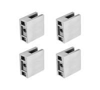 VEVOR Morsetto per Vetro Temperato 8-12 mm, Staffa per Ringhiera in Vetro Rettangolare 4 Pezzi, Morsetto per Montaggio Vetro Acciaio Inossidabile 304, Staffa per Mensola in Vetro Spesso 5 mm Argento