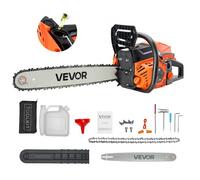 VEVOR Motosega a Gas da 52 cc Motosega a Scoppio da 455 mm 2,4 CV con Impugnatura Antiscivolo, con Doppio Serbatoio, per Taglio del Legno, Potatura degli Alberi e Disboscamento, Arancione Nero