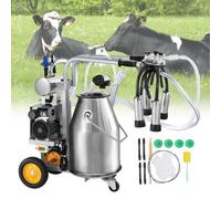 VEVOR Mungitrice Elettrica per Mucche, Secchio in Acciaio Inox 304 25 L, Mungitrice Sottovuoto Automatica a Pulsazioni, Mungitrice Portatile Tubi in Silicone per Alimenti, Pressione Regolabile
