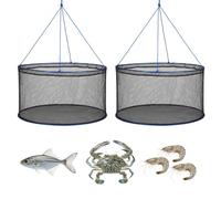 VEVOR Nassa da Pesca 2 pezzi, Trappola Pieghevole per Pesci Allevamento di Granchi Gamberetti, Nassa per Granchi con Corde con Sacchetti per Esche, Trappola per Cattura di Pesciolini Gamberi