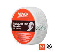 VEVOR Nastro per Cartongesso 45 m x 50 mm Nastro in Fibra di Vetro Autoadesivo per Giunti in Cartongesso, 36 Rotoli, Ideale per Riparare Crepe su Soffitti, Pareti Interne o Esterne, Bianco