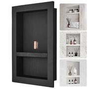 VEVOR Nicchia da Incasso per Bagno Doccia 40,64 x 60,96 x 10 cm, Nicchia da Parete Spazio Doppio in Plastica XPS Impermeabile, Nicchia da Incasso a Parete per Sapone da Bagno con Mensola Colore Nero