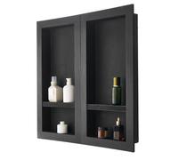 VEVOR Nicchia per Doccia, 40,6 x 81,3 cm Quattro Strati, Nicchia da Parete Incassata con Ripiano Mobile, 10,2 cm di Spessore, per Sapone, Angoli Quadrati, Sigillato Impermeabile, Nero