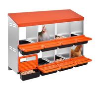 VEVOR Nidi per Galline a 2 Livelli 8 Scomparti, Scatole per La Deposizione delle Uova in Metallo con Coperchi di Raccolta Protettivi, Nido Estraibile, Facile da Montare, Ideale per Galline, Anatre