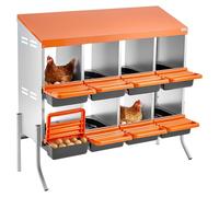 VEVOR Nido con Cassetto di Raccolta Uova per Galline, 8 Scomparti con Gambe di Supporto, Facile Raccolta, Acciaio Zincato e Plastica ad Alta Resistenza, Nido per Deposizione di Uova di Gallina