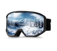VEVOR Occhiali da Sci Maschera da Neve Revo Rivestimento Argento Montatura OTG, Occhiali da Snowboard, TPU, Antiappannamento, Schiuma Strato Triplo, Maschera da Motoslitta, Motocross