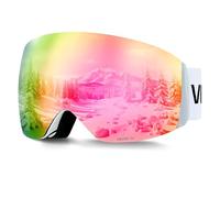 VEVOR Occhiali da Sci Maschera da Sci, Occhiali da Snowboard, Lenti Sferiche con Rivestimento Revo Rosa, Antiappannamento, Schiuma Strato Triplo, Montatura OTG, Maschera da Neve per Motocross