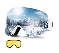 VEVOR Occhiali da Sci Maschera da Sci Revo Coating Rosa, 0,27kg, Occhiali da Snowboard, Lenti Cilindriche Magnetiche, Montatura OTG, Antiappannamento, Maschera da Neve per Motocross