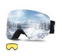 VEVOR Occhiali da Sci Maschera da Sci Revo Rivestimento Argentato, Montatura OTG, 0,28kg, Occhiali da Snowboard, Lenti Cilindriche Magnetiche, Antiappannamento, per Motocross da Neve