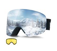 VEVOR Occhiali da Sci Maschera da Sci Revo Rivestimento Blu Scuro, Montatura OTG, 0,28kg, Occhiali da Snowboard, Lenti Cilindriche Magnetiche, Antiappannamento, per Motocross da Neve