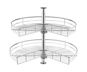 VEVOR Organizer Angolare Cromato 710 mm Forma di Rene, Sngolo Cieco Girevole 360° per Mobiletto Cucina, Ripiano Stoccaggio Regolabile Altezza 2 Livelli, Ripiano in Acciaio Carbonio per Angolo Mobile