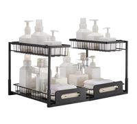 VEVOR Organizzatore Estensibile a 2 Ripiani, Organizzatore Scorrevole Sotto Lavello, Portaoggetti con Cassetto Estraibile, Cestello in Filo Metallico, Ripiano per Cucina Bagno, 270x360x280 mm 2 Pezzi