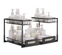 VEVOR Organizzatore Estensibile a 2 Ripiani, Organizzatore Scorrevole Sotto Lavello, Portaoggetti con Cassetto Estraibile, Cestello in Filo Metallico, Ripiano per Cucina Bagno, 270x360x280 mm 2 Pezzi