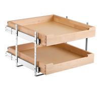VEVOR Organizzatore Estensibile per Armadio a 2 Ripiani, 350 x 533 mm Ripiano Estraibile per Cassetto con Meccanismo di Chiusura Ammortizzata, Organizzatore per Armadietto Base Regolabile per Cucina