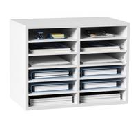 VEVOR Organizzatore per Documenti in Legno 12 Scompartimenti Bianco Carico Singolo 10 kg Rimovibili e Regolabili, Portadocumenti 52 x 30,5 x 41 cm per Libri Documenti Fumetti Moduli 12 Scompartimenti