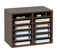 VEVOR Organizzatore per Documenti in Legno 12 Scompartimenti Marrone Carico Singolo 10 kg Rimovibili e Regolabili, Portadocumenti 52 x 30,5 x 41 cm per Libri Documenti Fumetti Moduli 12 Scompartimenti