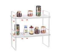VEVOR Organizzatore per Ripiani Regolabili per Mobili, Ripiano Espandibile a 2 Livelli di Stoccaggio per Dispensa, Organizzatore Impilabili da Banco per Cucina, Bagno, Bianco 650x220x500 mm