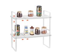 VEVOR Organizzatore per Ripiani Regolabili per Mobili, Ripiano Espandibile a 2 Livelli di Stoccaggio per Dispensa, Organizzatore Impilabili da Banco per Cucina, Bagno, Bianco 650x220x500 mm