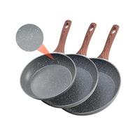 VEVOR Padella in Alluminio, 3 Pezzi, 250, 280, 325 mm Padelle Antiaderenti Resistenti con Manico Resistente al Calore, Pentole da Cucina per Capocuoco, per Gas, Elettrico, Induzione, Grigio