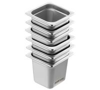 VEVOR Set Contenitore per Alimenti Antiaderente Cucina Confezione 6 Pezzi, Vassoio Contenitore 178x168x160 mm Acciaio Inox Bacinelle Dimensioni GN1/6 per Catering Uso Commerciale Senza Coperchio