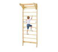 VEVOR Palestra da Parete con Scala Svedese, Palestra da Giungla a 10 Livelli, Sbarre da Ginnastica in Legno Massello con Carico di 100 kg, Set da Arrampicata con Barra per Trazioni, Scala da Parete