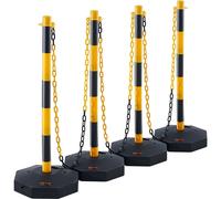 VEVOR Paletti Stradali Paletti di Segnalazione 4 Pezzi Lunghezza Catena 2,4 m, Paletti di Segnalazione per Marciapiedi, Set di Paletti Barriera Stradale Gialli Neri Base Riempibile con Acqua Sabbia