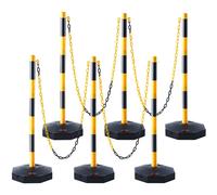 VEVOR Paletti stradali di segnalazione con catena 2,4 m set 6 pezzi giallo/nero base riempibile