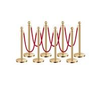 VEVOR Paletto di Sostegno, Set di 8, Barriere di Controllo della Folla con 6 Corde di Velluto Rosso, Coda di Palo di Sostegno in Acciaio Inox Dorato 1,5 m con Base Cava per Festa, Matrimonio, Mostra