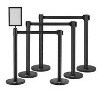 VEVOR Pali con Cintura Retrattile φ320x900mm Controllo Folla Linea 6 Pezzi Nero