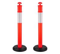 VEVOR Pali Delimitatori di Traffico, 2 Pezzi, Paletti di Sicurezza Stradale da 1140 mm con Base Riempibile e Strisce Riflettenti, Pali Delimitatori Resistenti per Cantieri Edili, Parcheggi, Rosso