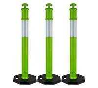 VEVOR Pali Delimitatori di Traffico, 3 Pezzi, Paletti di Sicurezza Stradale da 1140 mm con Base Appesantita e Strisce Riflettenti, Pali Delimitatori Resistenti per Cantieri Edili, Parcheggi, Verde