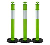 VEVOR Pali Delimitatori di Traffico, 3 Pezzi, Paletti di Sicurezza Stradale da 1140 mm con Base Appesantita e Strisce Riflettenti, Pali Delimitatori Resistenti per Cantieri Edili, Parcheggi, Verde