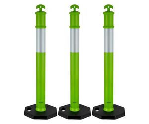 VEVOR Pali Delimitatori di Traffico, 3 Pezzi, Paletti di Sicurezza Stradale da 1140 mm con Base Appesantita e Strisce Riflettenti, Pali Delimitatori Resistenti per Cantieri Edili, Parcheggi, Verde