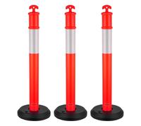 VEVOR Pali Delimitatori di Traffico, 3 Pezzi, Paletti di Sicurezza Stradale da 1140 mm con Base Riempibile e Strisce Riflettenti, Pali Delimitatori Resistenti per Cantieri Edili, Parcheggi, Rosso