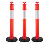 VEVOR Pali Delimitatori di Traffico, 3 Pezzi, Paletti di Sicurezza Stradale da 1140 mm con Base Riempibile e Strisce Riflettenti, Pali Delimitatori Resistenti per Cantieri Edili, Parcheggi, Rosso