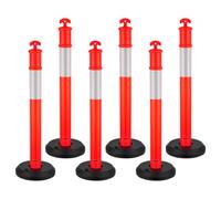 VEVOR Pali Delimitatori di Traffico, 6 Pezzi, Paletti di Sicurezza Stradale da 1140 mm con Base Riempibile e Strisce Riflettenti, Pali Delimitatori Resistenti per Cantieri Edili, Parcheggi, Rosso