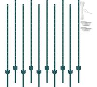 VEVOR Pali per Recinzione 152,4 cm Pali per Recinzione Confezione 10 Pali a T in Metallo Resistente, Pali per Recinzione in Acciaio Robusto per Cortile, Prato, Recinzioni a Catena per Esterni, Verde