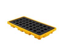 VEVOR Pallet di Contenimento per Fusti, Vasca di Raccolta Antisversamento Modulare per 2 Fusti, Capacità 79,5 L, Portata Max 2000 kg, Piattaforma in Polietilene con Scarico, 131,6 x 68 x 15 cm, Giallo