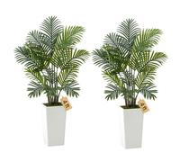 VEVOR Palma Areca Artificiale 1219 mm, Confezione da 2, Pianta Tropicale Finta con Fioriera Bianca Alta, Pianta Finta in Seta da Pavimento in Vaso, Grandi Alberi per Casa, Ufficio, Interno ed Esterno