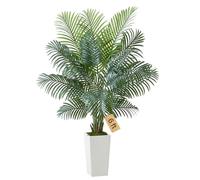 VEVOR Palma Areca Artificiale 1829 mm, Pianta Tropicale Finta con Fioriera Bianca Alta, Pianta Finta in Seta da Pavimento in Vaso, Grandi Alberi per Casa, Ufficio, Interno ed Esterno