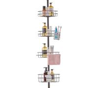 VEVOR Palo di Tensione per Doccia Angolare, 1422 mm a 2895 mm di Altezza, 4 Strati, Palo di Tensione per Doccia con Vassoio Portante Robusto, Palo di Tensione Antiruggine Adatto per Bagno, Bronzo