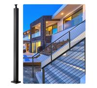 VEVOR Palo per Ringhiera per Cavi, Palo per Ringhiera Ponte, Senza Fori, in Acciaio Inossidabile SUS304, Palo per Corrimano per Scale con Staffa Orizzontale e Curva, Palo Ringhiera Nero 91,4x5x5 cm