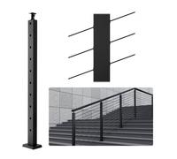 VEVOR Palo per Ringhiera per Scale, Palo per Parapetto Fori Inclinati a 30 gradi, 10 Fori Preforati, Palo Ringhiera Acciaio Inox 91,4x2,5x5 cm, Nero, 1JZLGZHS91424HS5GV0