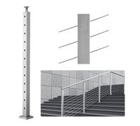 VEVOR Palo per Ringhiera per Scale, Palo per Parapetto Fori Inclinati a 30 Gradi, 12 Fori Preforati, Palo Ringhiera Acciaio Inox 106,7x5x5 cm, Argento, 1JZLGZ1067556VUN5V0