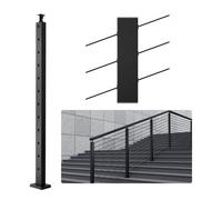 VEVOR Palo per Ringhiera per Scale, Palo per parapetto Fori Inclinati a 30 Gradi, 12 Fori Preforati, Palo Ringhiera Acciaio Inox 106,7x2,5x5 cm, Nero,1JZLGZHS1067HNEKBV0