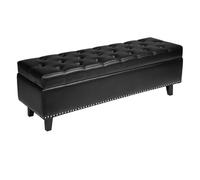 VEVOR Panca Contenitore con Bottoni e Trapuntatura, Panca in Pelle PU con Contenitore e Gambe in Legno Massello, Panche Moderne per Scarpe per Ingresso, Panche Imbottite per Soggiorno, Nero