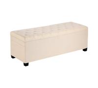VEVOR Panca Contenitore con Pouf Trapuntata Bottoni Struttura in Metallo Beige