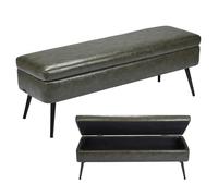 VEVOR Panca Contenitore in Pelle, Panca in Pelle PU con Contenitore e Gambe in Metallo, Panca Moderna per Ingresso, Imbottita per Soggiorno, Sala da Pranzo, Corridoio, Colore Verde