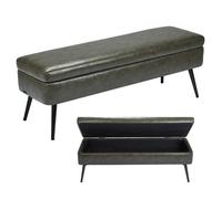 VEVOR Panca Contenitore in Pelle, Panca in Pelle PU con Contenitore e Gambe in Metallo, Panca Moderna per Ingresso, Panca Imbottita per Soggiorno, Sala da Pranzo, Corridoio, Colore Verde